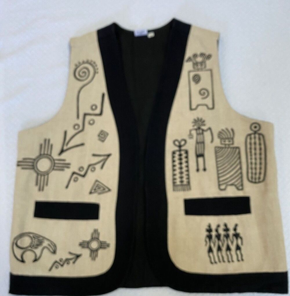 Vintage Venus Imports Nepal Cotton Vest Medium Southwest Sun Tribal Petrograph